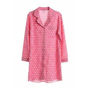 New Directions Intimates Pink & White Polka Dot Long Sleeve Button-Up Pajama Sle
